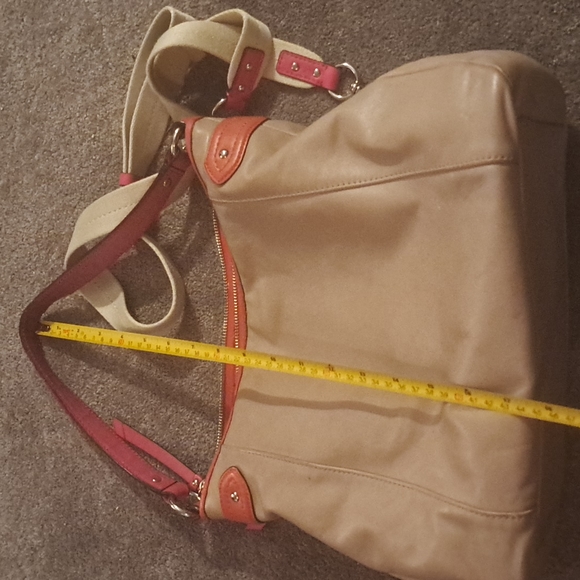 Authentic Coach leather large purse tan leather with pink and red accents! - Picture 10 of 12